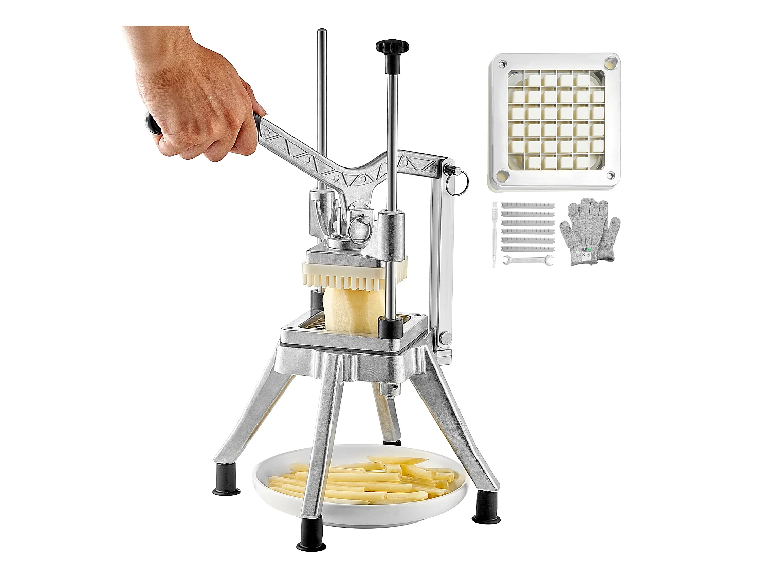 Cortador de Batatas, SucceBuy Cortador de Legumes Comercial, Cortador de Frutas e Alimentos de 1,3 cm, Picador