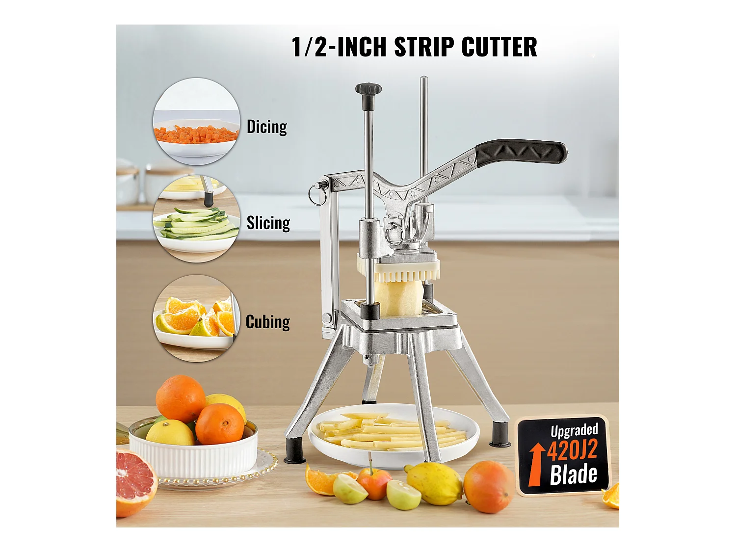 Cortador de Batatas, SucceBuy Cortador de Legumes Comercial, Cortador de Frutas e Alimentos de 1,3 cm, Picador