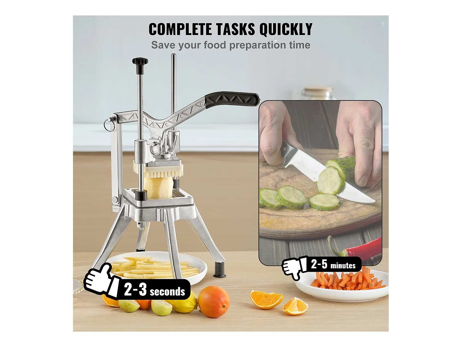 Cortador de Batatas, SucceBuy Cortador de Legumes Comercial, Cortador de Frutas e Alimentos de 1,3 cm, Picador