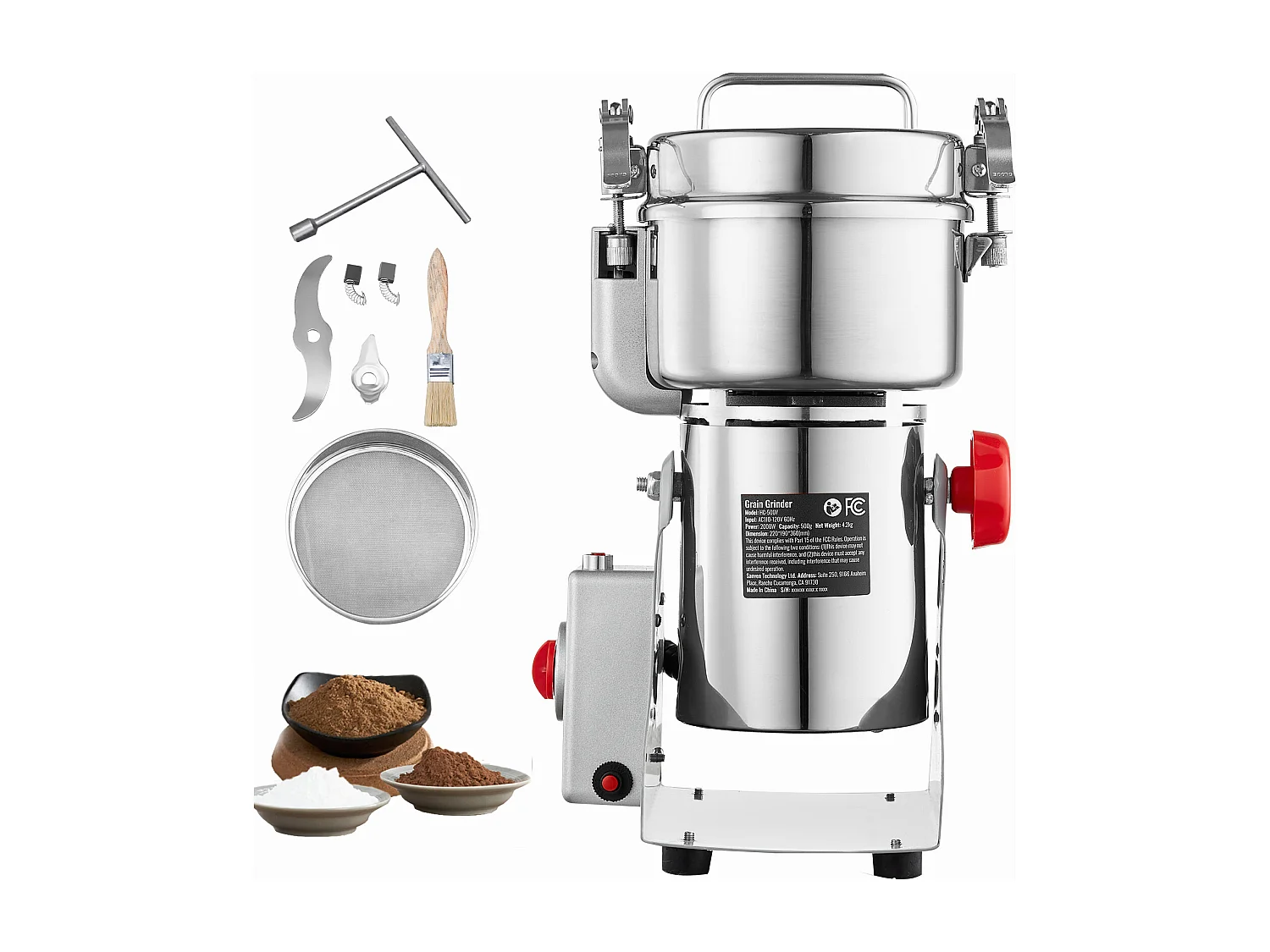 Molinillo SucceBuy Molino Eléctrico para Granos 500 g, Molino Comercial de Especias a Alta Velocidad