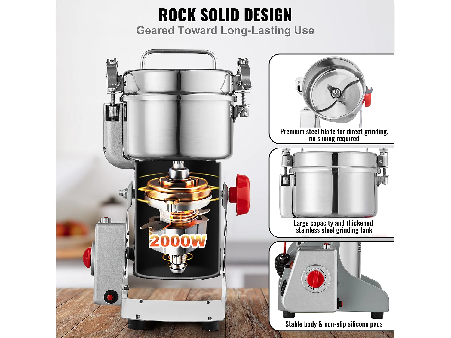 Molinillo SucceBuy Molino Eléctrico para Granos 500 g, Molino Comercial de Especias a Alta Velocidad