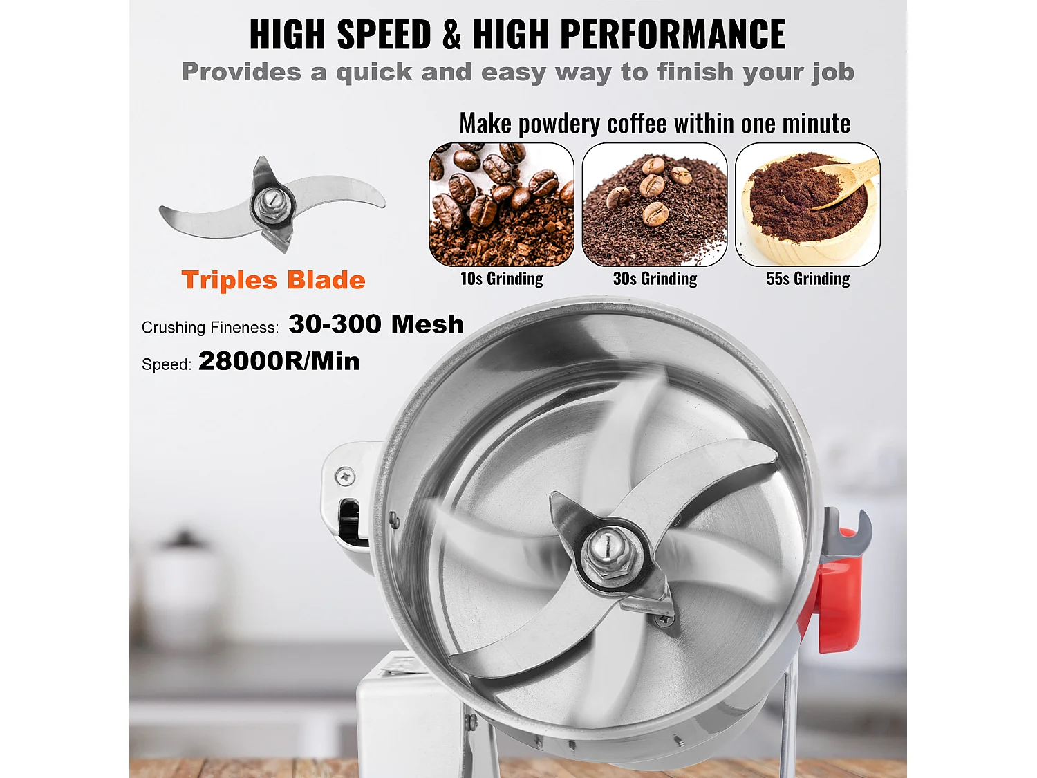 Molinillo SucceBuy Molino Eléctrico para Granos 500 g, Molino Comercial de Especias a Alta Velocidad