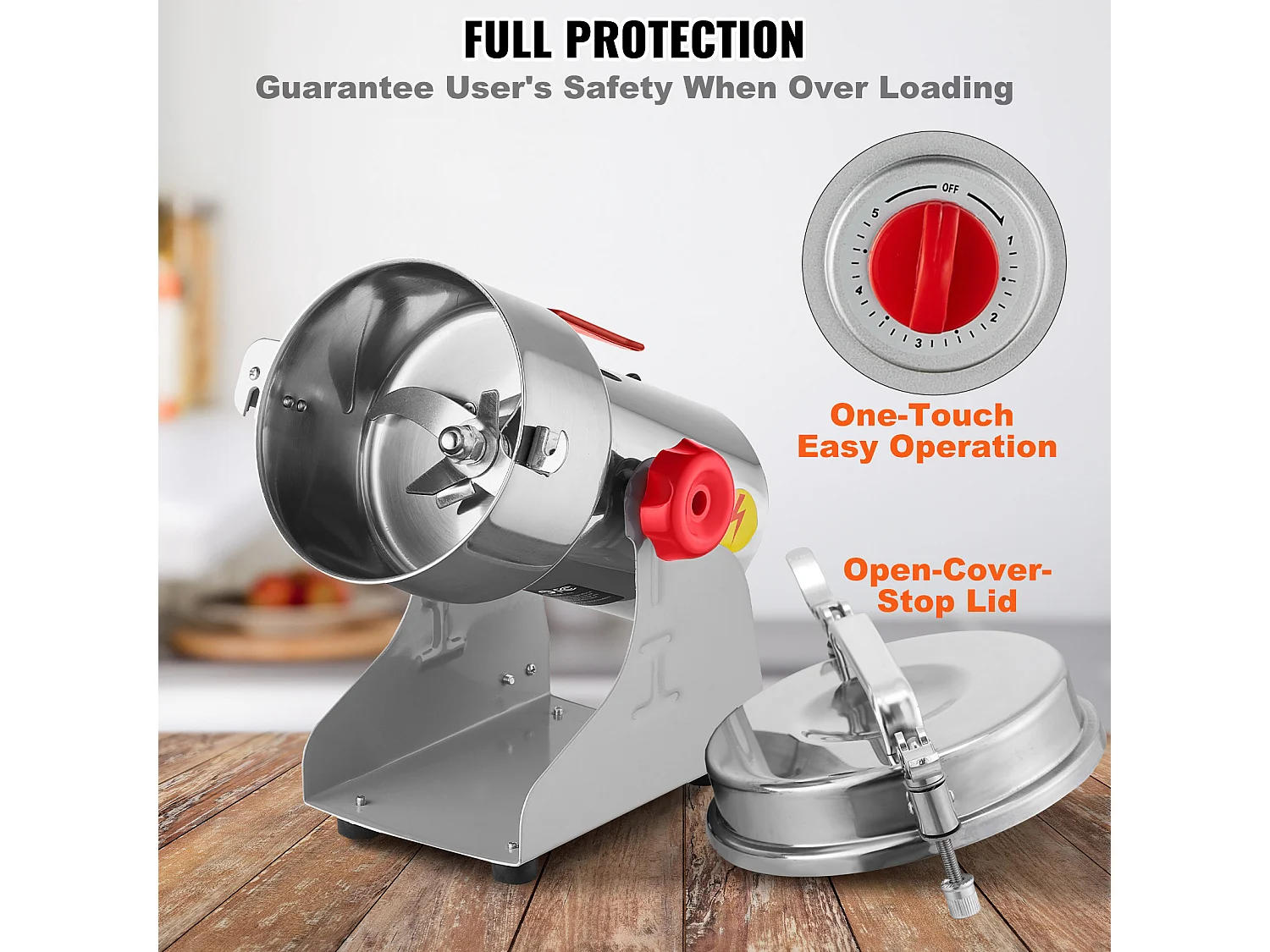 Molinillo SucceBuy Molino Eléctrico para Granos 500 g, Molino Comercial de Especias a Alta Velocidad