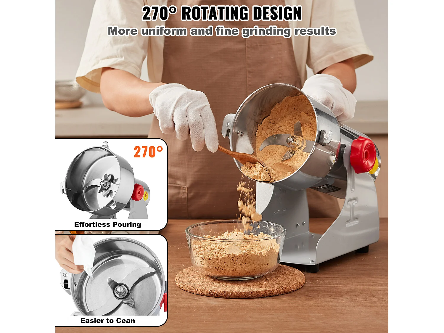 Molinillo SucceBuy Molino Eléctrico para Granos 500 g, Molino Comercial de Especias a Alta Velocidad