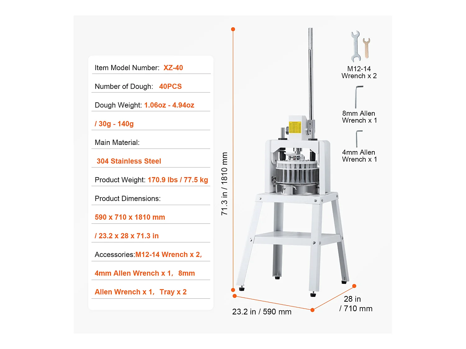 Diviseuse de Pâte Manuel SucceBuy 40 Pièces, Machine à Pain en Acier Inoxydable, pour Boulangerie, Restaurant, Commercial