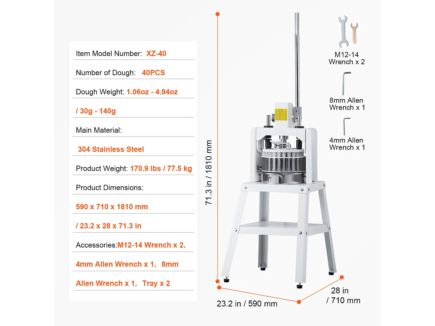 Diviseuse de Pâte Manuel SucceBuy 40 Pièces, Machine à Pain en Acier Inoxydable, pour Boulangerie, Restaurant, Commercial