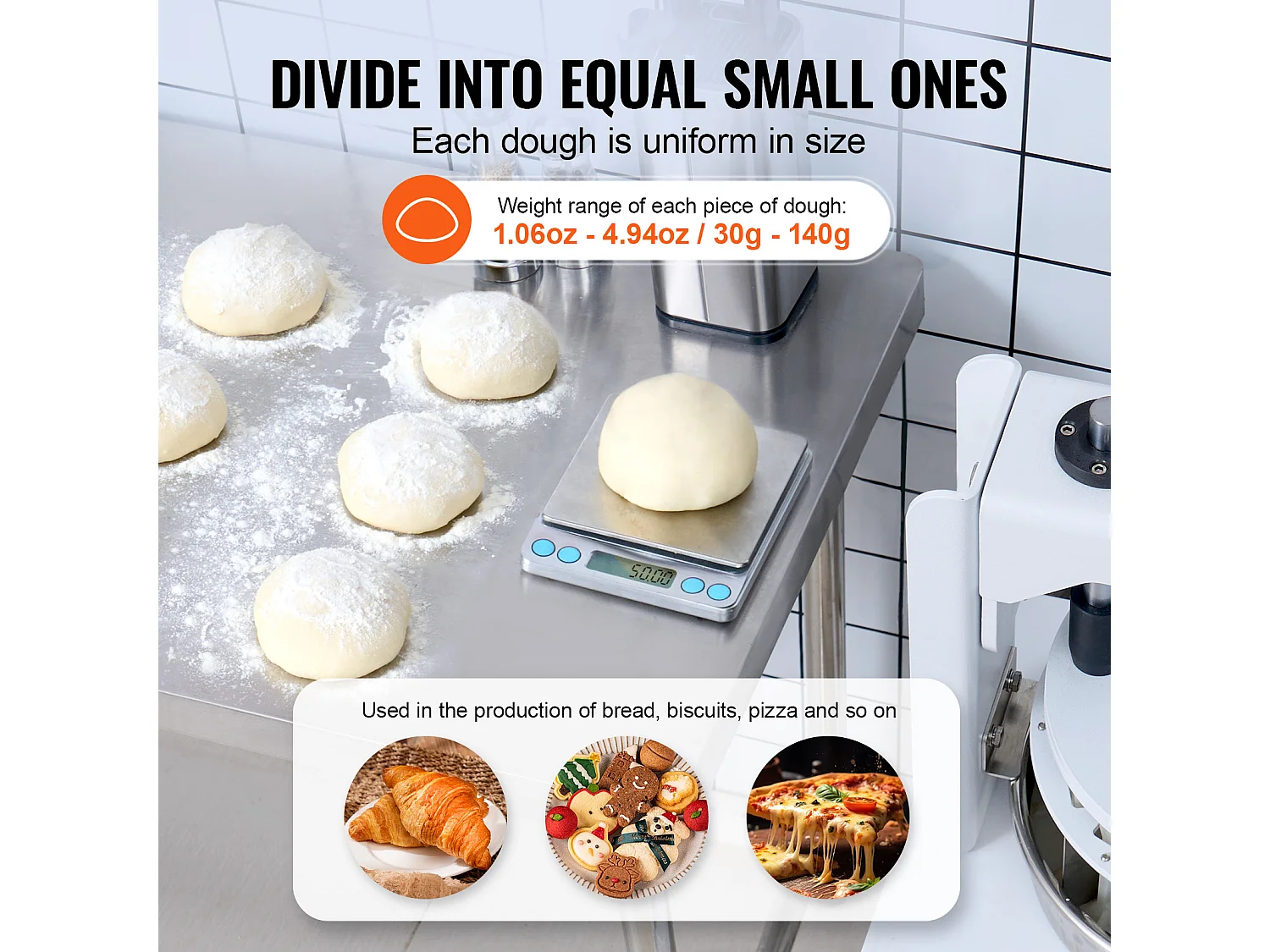 Diviseuse de Pâte Manuel SucceBuy 40 Pièces, Machine à Pain en Acier Inoxydable, pour Boulangerie, Restaurant, Commercial