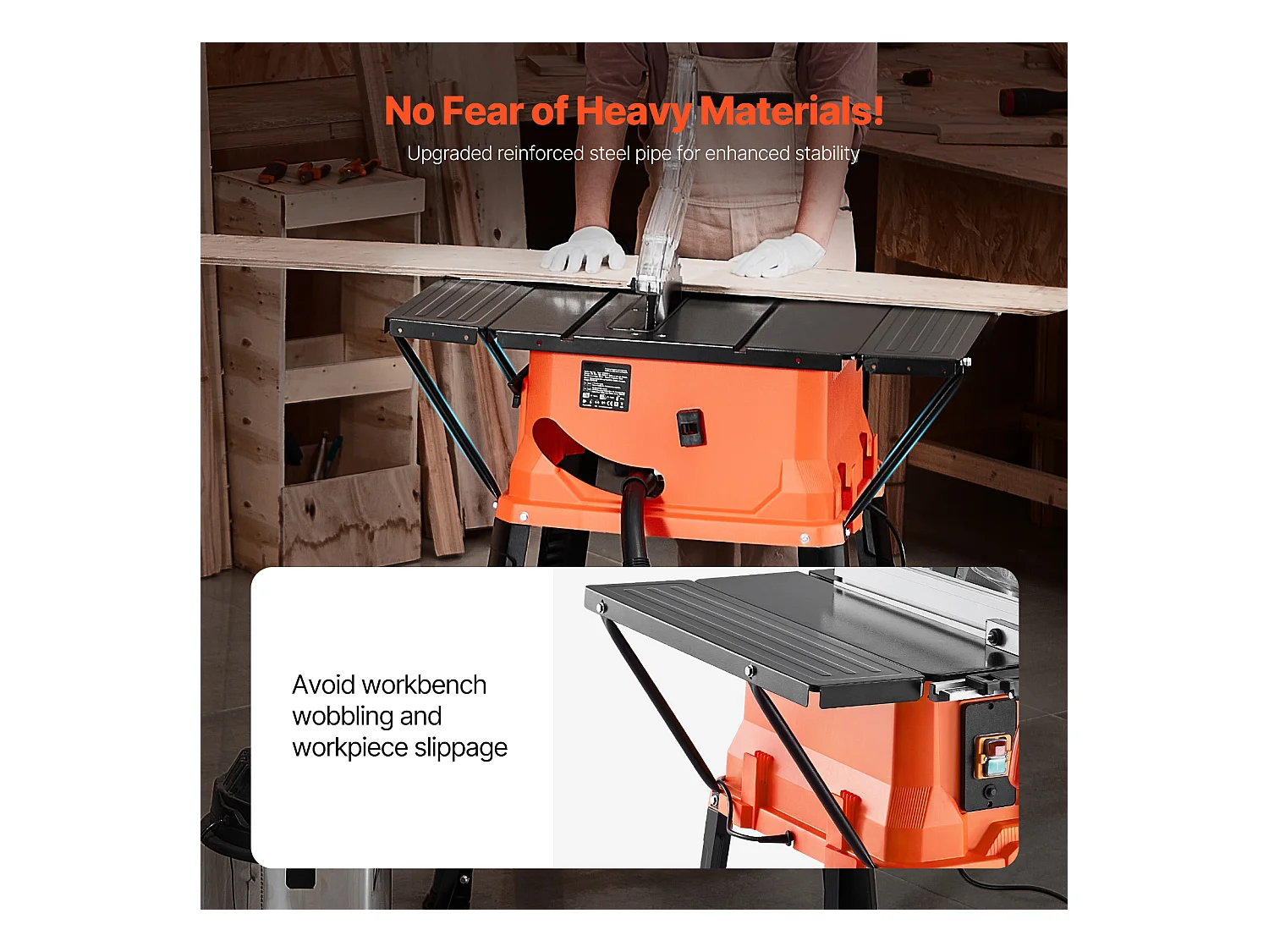 Tarcza do Stolu SucceBuy z Wsparciem, Tarcza do Stolu z Kompaktowym Przenośnym Wsparciem, 254 mm, 1800 W, Przenośna, do Produkcji Mebli Stolarstwo