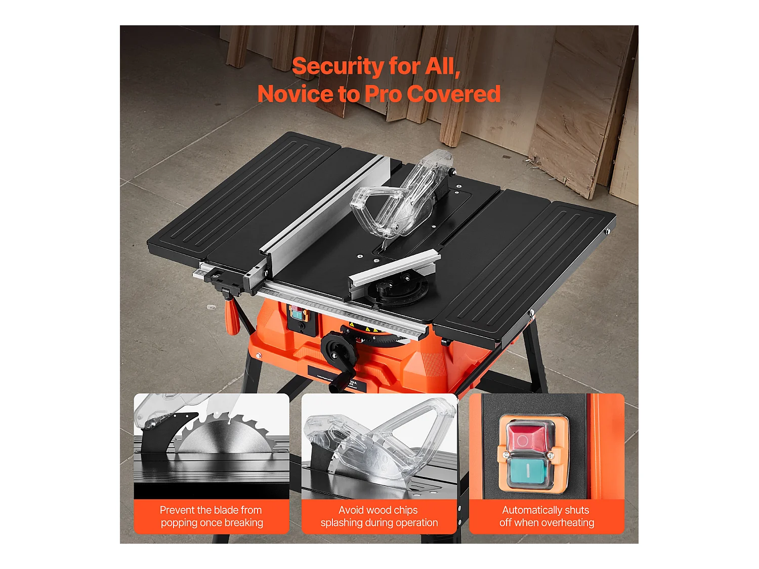 Tarcza do Stolu SucceBuy z Wsparciem, Tarcza do Stolu z Kompaktowym Przenośnym Wsparciem, 254 mm, 1800 W, Przenośna, do Produkcji Mebli Stolarstwo