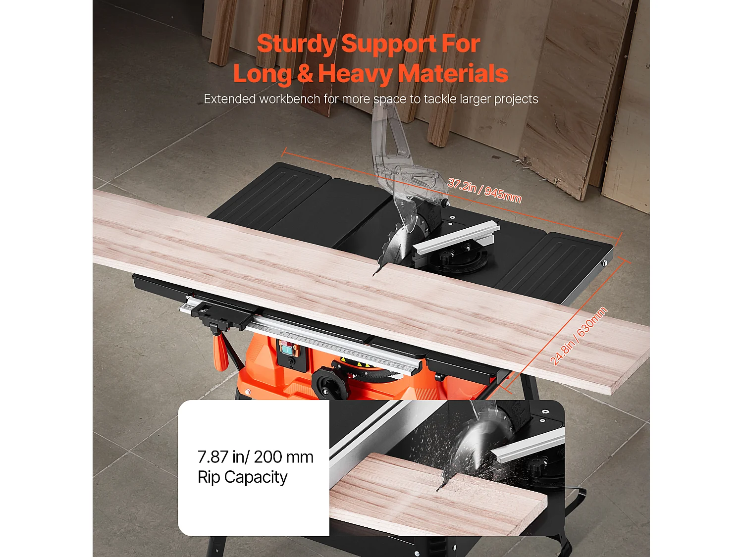 Scie à Table SucceBuy avec Soutien, Scie à Table avec Support Compacte Portable, 254 mm, 1800 W, Portable, pour Fabrication Meubles Menuiserie