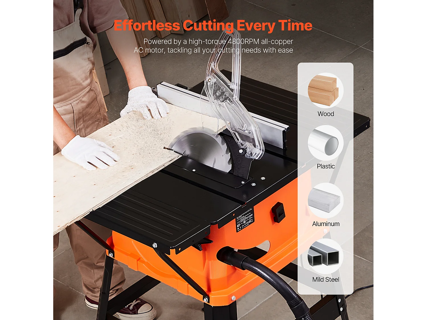 Scie à Table SucceBuy avec Soutien, Scie à Table avec Support Compacte Portable, 254 mm, 1800 W, Portable, pour Fabrication Meubles Menuiserie