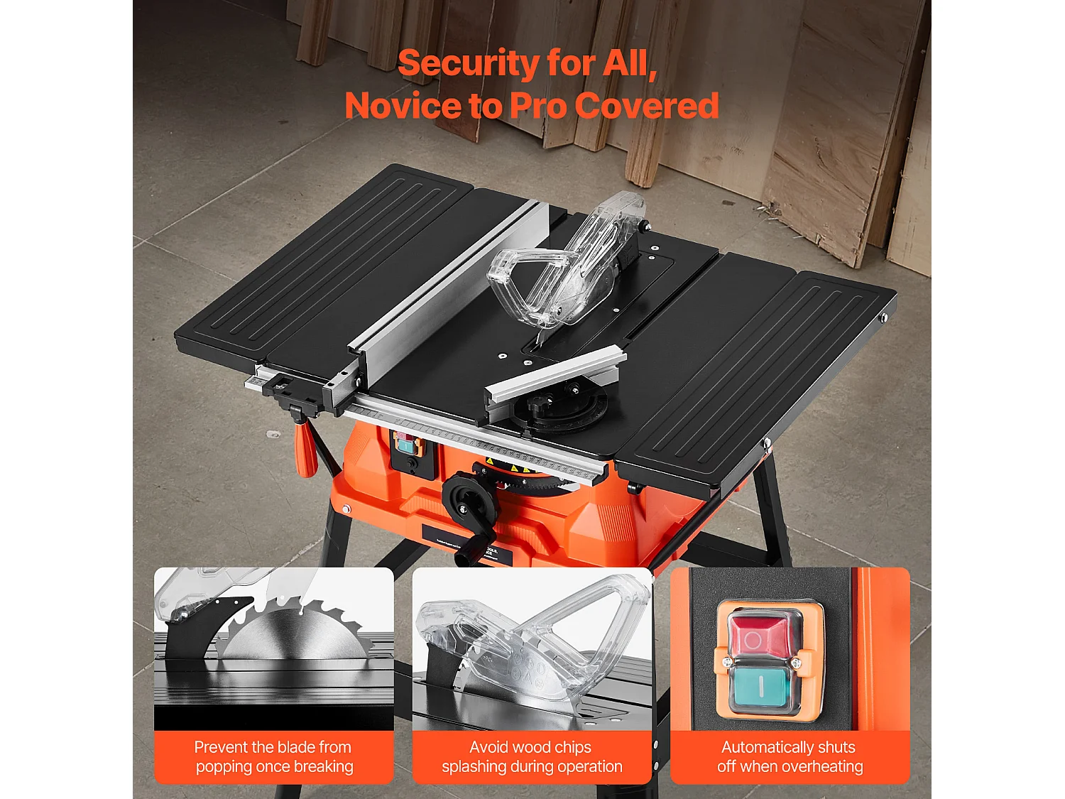 Scie à Table SucceBuy avec Soutien, Scie à Table avec Support Compacte Portable, 254 mm, 1800 W, Portable, pour Fabrication Meubles Menuiserie