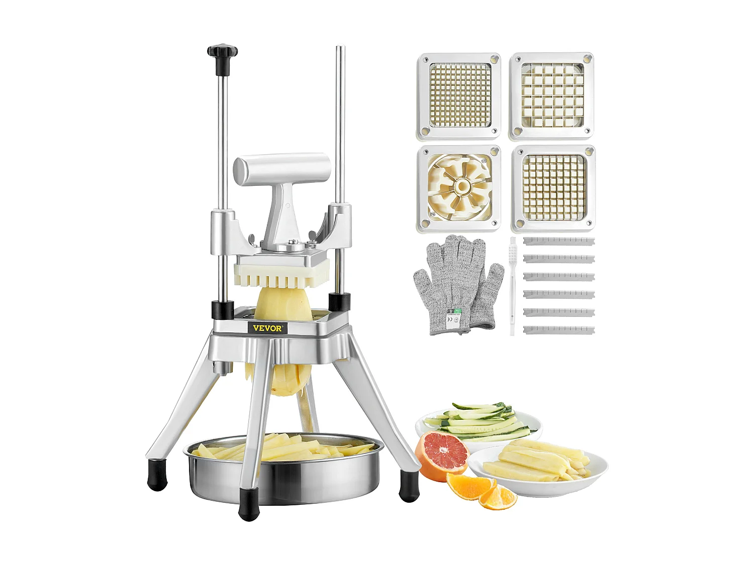 Coupe des Pommes de Terre, SucceBuy Coupe-pommes de Terre, Coupe-légumes et Fruits Commerciaux avec 4 Lames et Plateau