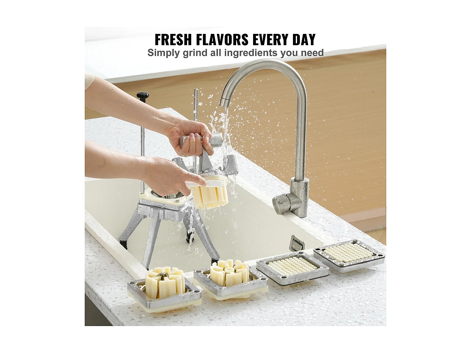 Coupe des Pommes de Terre, SucceBuy Coupe-pommes de Terre, Coupe-légumes et Fruits Commerciaux avec 4 Lames et Plateau