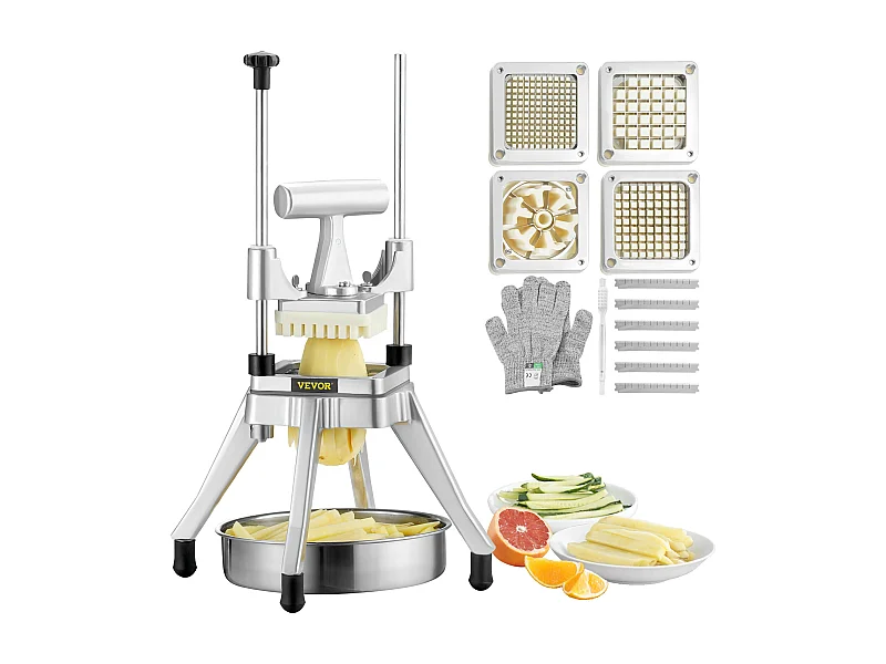 Tagliapatate, SucceBuy Tagliapatate, Tagliapatate Commerciale per Frutta e Verdura con 4 Lame e Vassoio