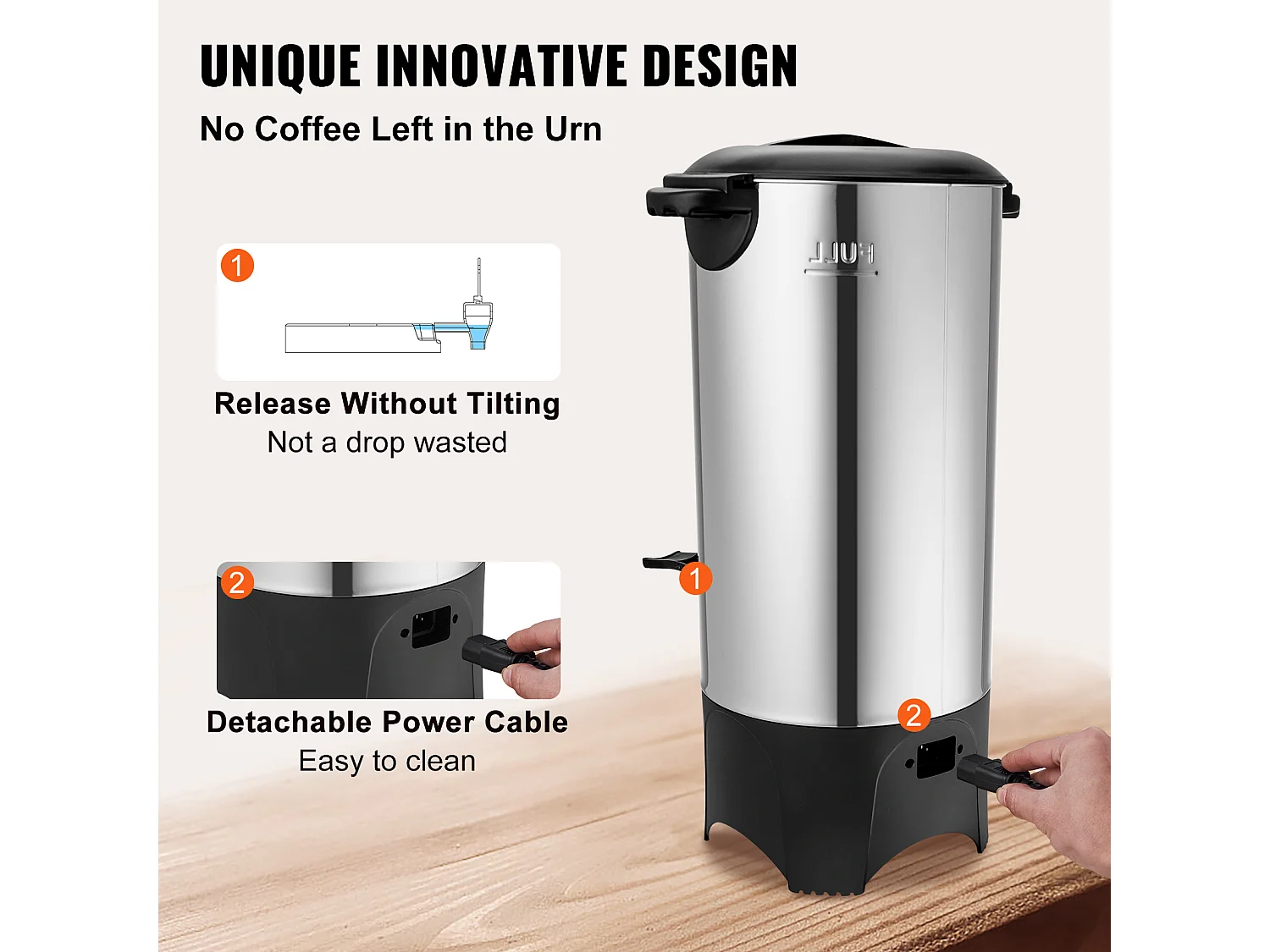 Café Distributeur SucceBuy, Distributeur d’Infusion Rapide en Acier Inoxydable de 50 Tasses