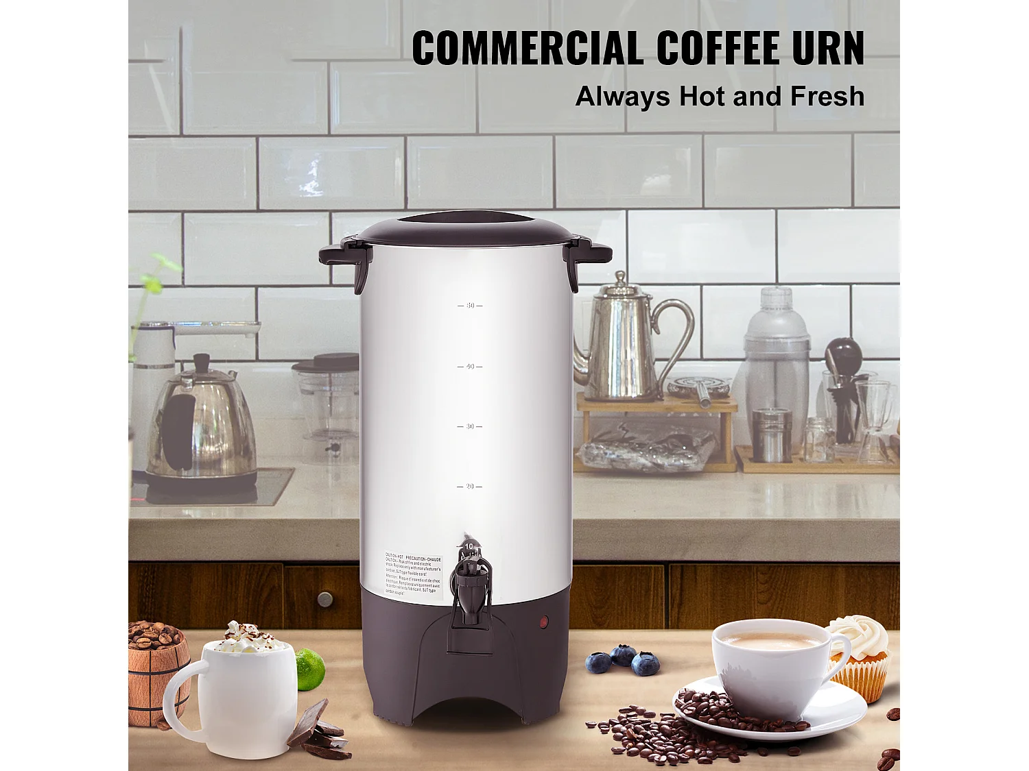 Café Distributeur SucceBuy, Distributeur d’Infusion Rapide en Acier Inoxydable de 50 Tasses