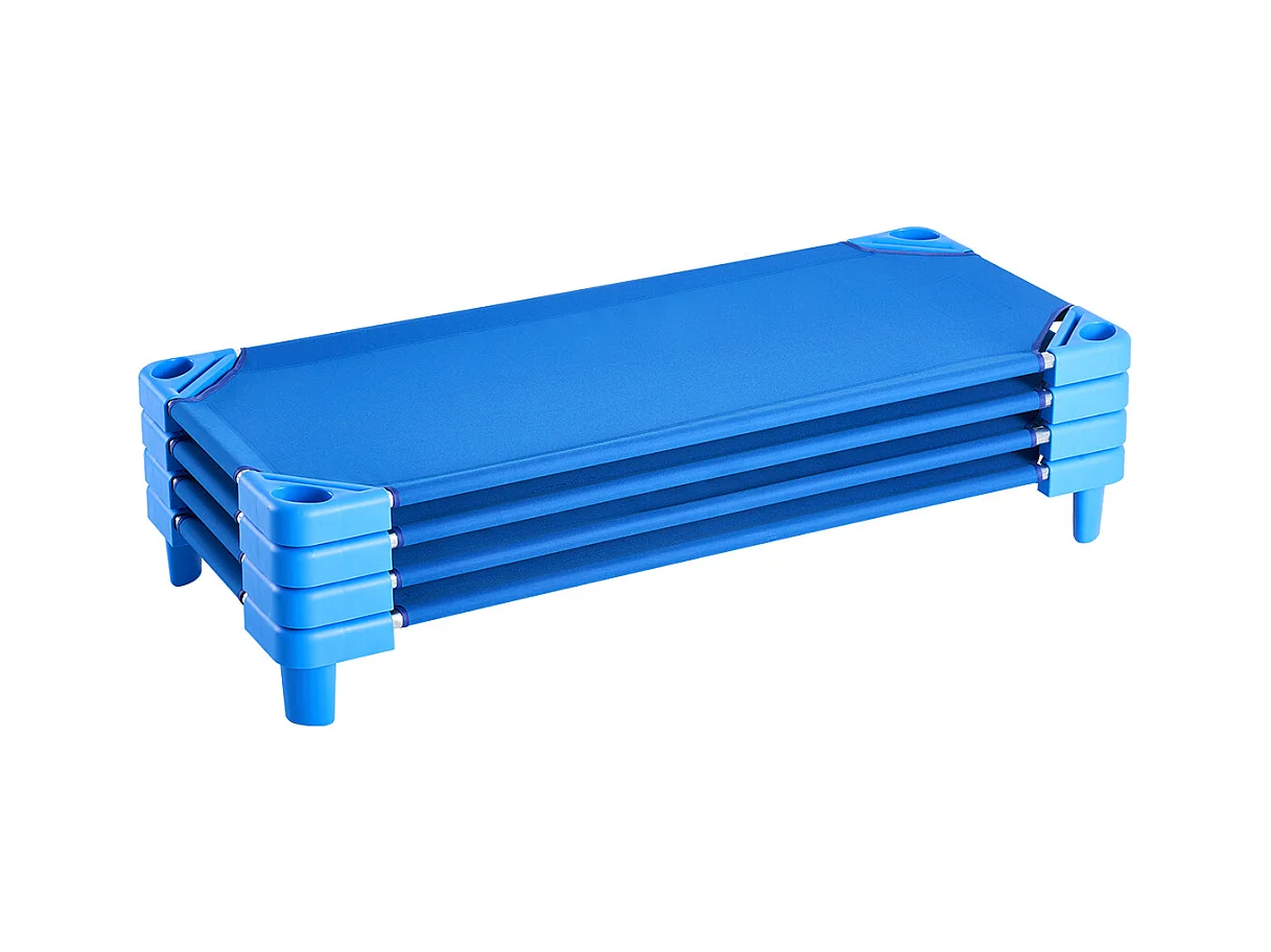 Conjunto de 4 Camas Empilháveis, SucceBuy Cama de Criança Empilhável 132 x 58 CM para Crianças (Conjunto de 4), Azul