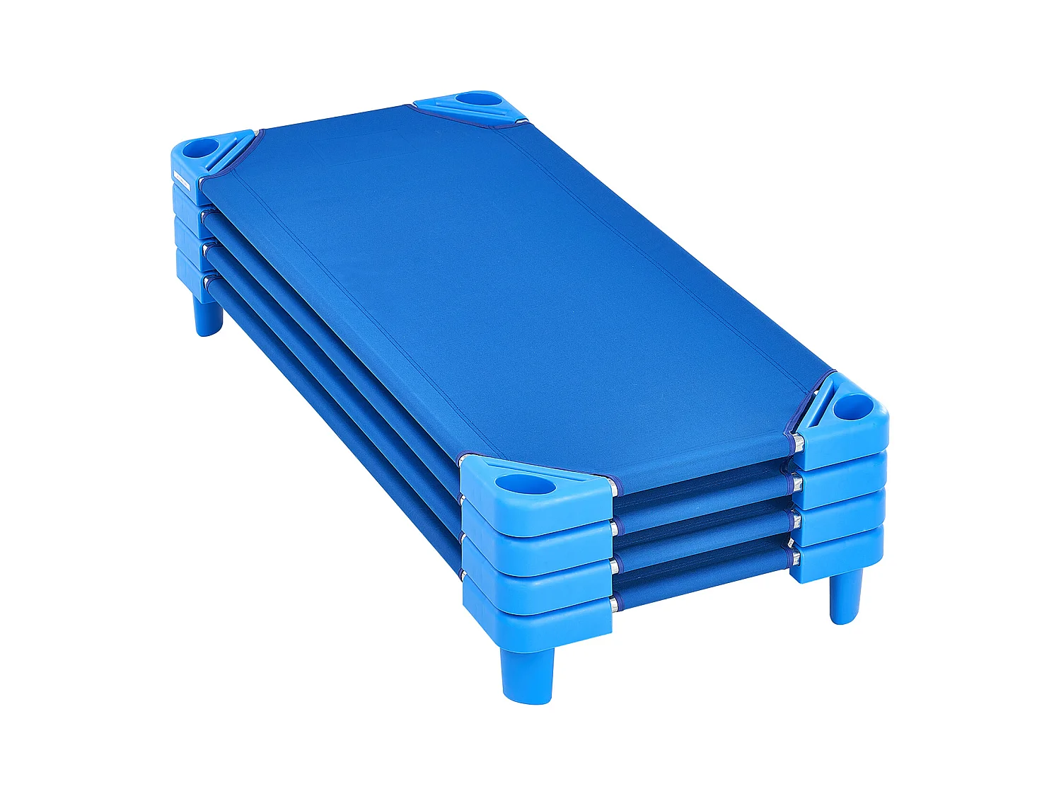 Conjunto de 4 Camas Empilháveis, SucceBuy Cama de Criança Empilhável 132 x 58 CM para Crianças (Conjunto de 4), Azul