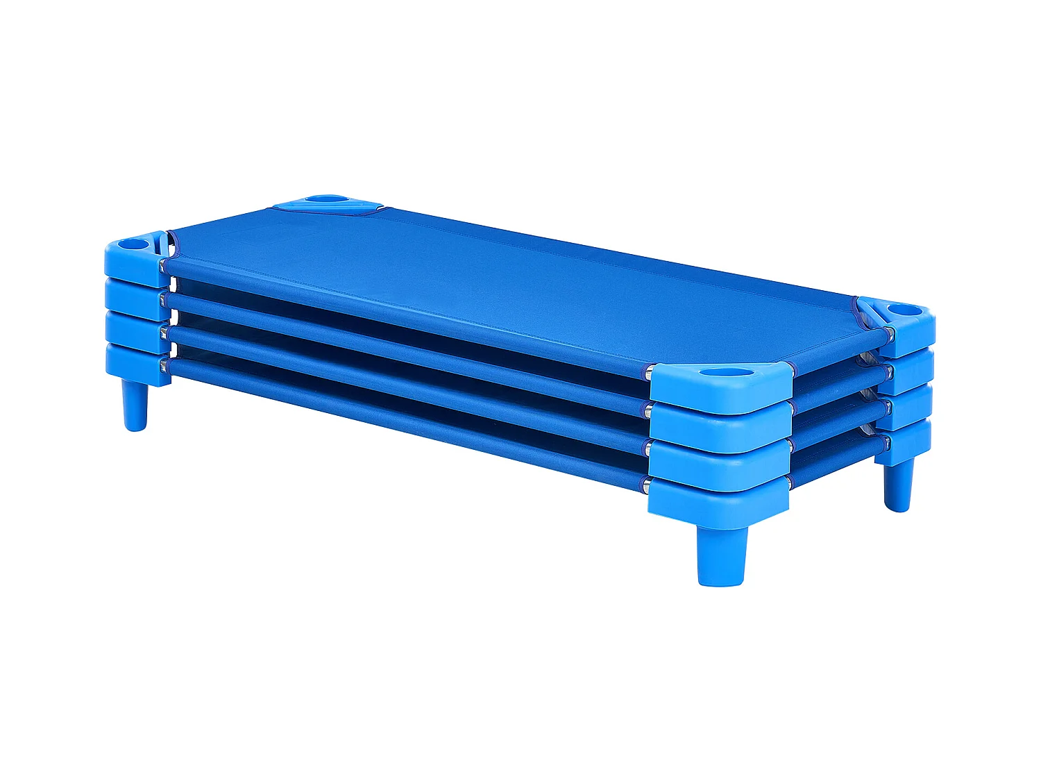Conjunto de 4 Camas Empilháveis, SucceBuy Cama de Criança Empilhável 132 x 58 CM para Crianças (Conjunto de 4), Azul