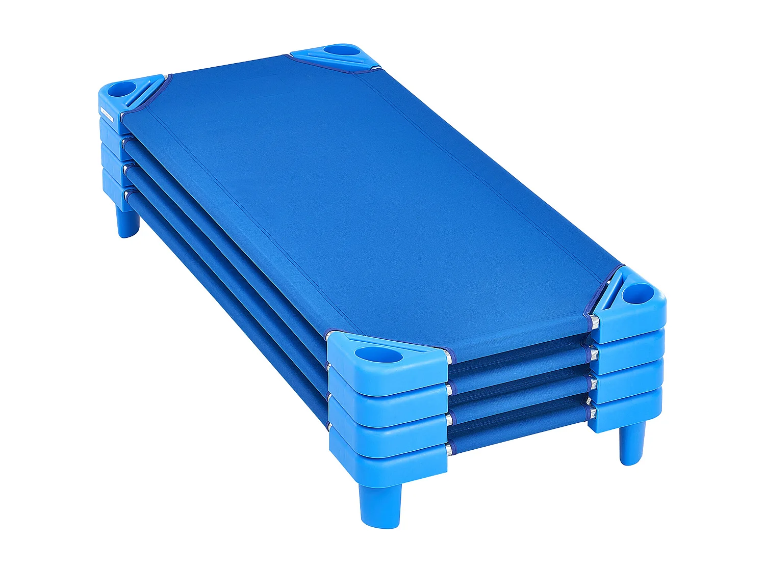 Lot de 4 Lits Empilables, SucceBuy Lit pour Enfant Empilable SucceBuy 132 x 58 CM pour Enfants (lot de 4), Bleu