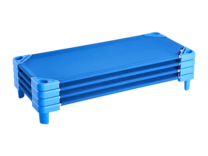 Lot de 4 Lits Empilables, SucceBuy Lit pour Enfant Empilable SucceBuy 132 x 58 CM pour Enfants (lot de 4), Bleu