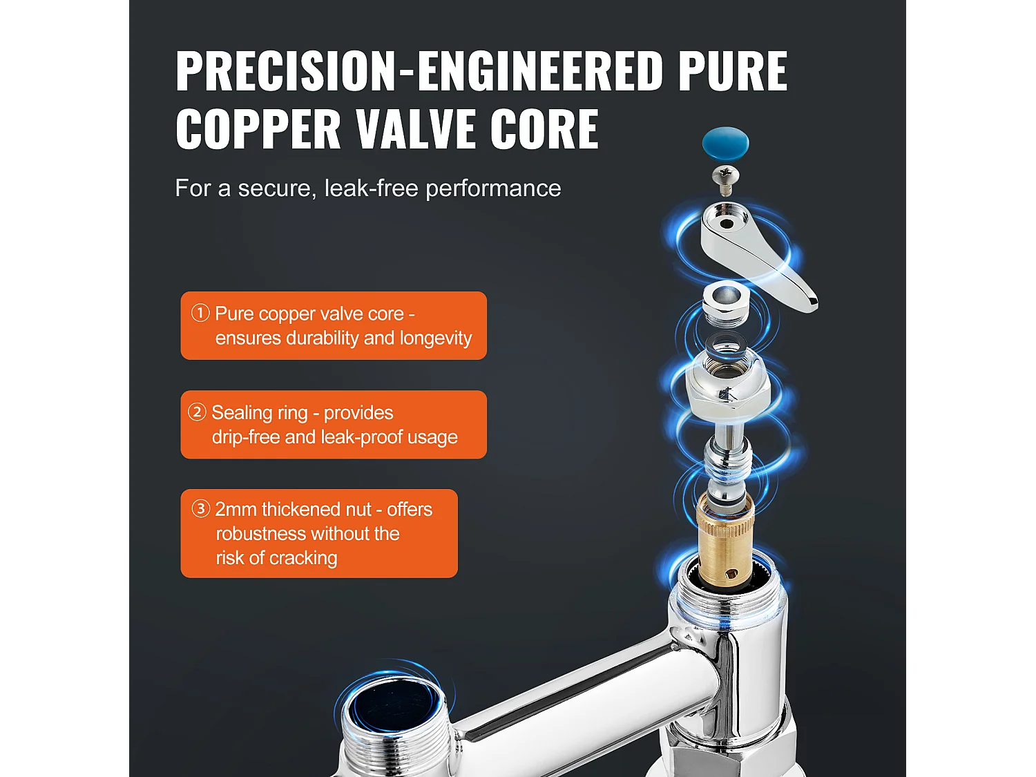 Torneira de Cozinha, SucceBuy Torneira de Lava-loiça de Cozinha Comercial com Pulverizador de Pré-enxaguamento, 66 cm de Altura