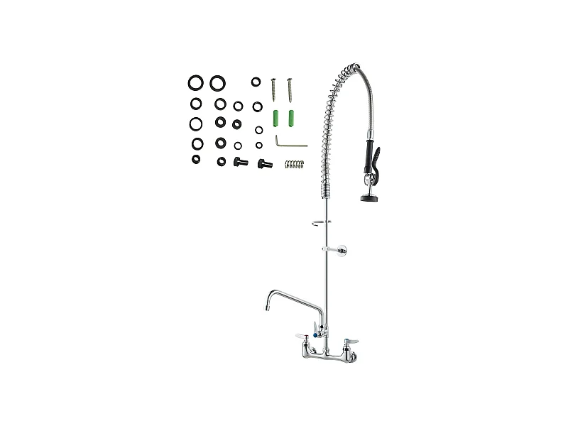 Robinet de Cuisine, SucceBuy Robinet d'Évier de Cuisine Commercial à Montage Mural, Pulvérisateur de Pré-rinçage, Hauteur de 120 cm