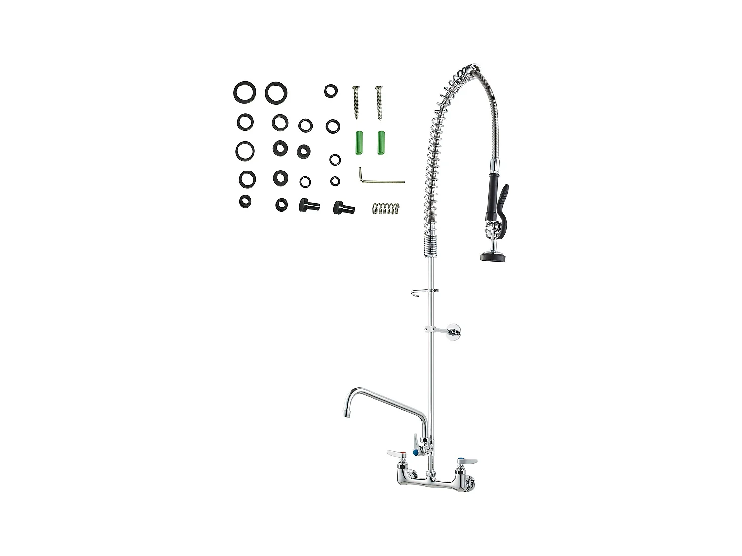 Rubinetto da Cucina, SucceBuy Rubinetto da Cucina a Parete Commerciale con Spruzzatore pre-Risciacquo, Altezza 120 cm
