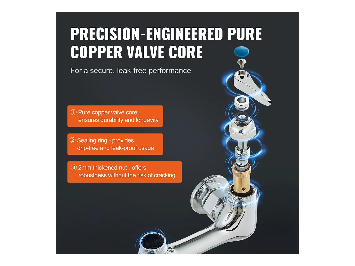 Rubinetto da Cucina, SucceBuy Rubinetto da Cucina a Parete Commerciale con Spruzzatore pre-Risciacquo, Altezza 120 cm