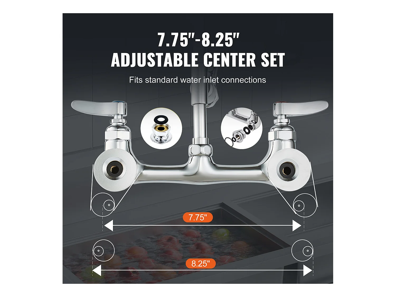 Rubinetto da Cucina, SucceBuy Rubinetto da Cucina a Parete Commerciale con Spruzzatore pre-Risciacquo, Altezza 120 cm