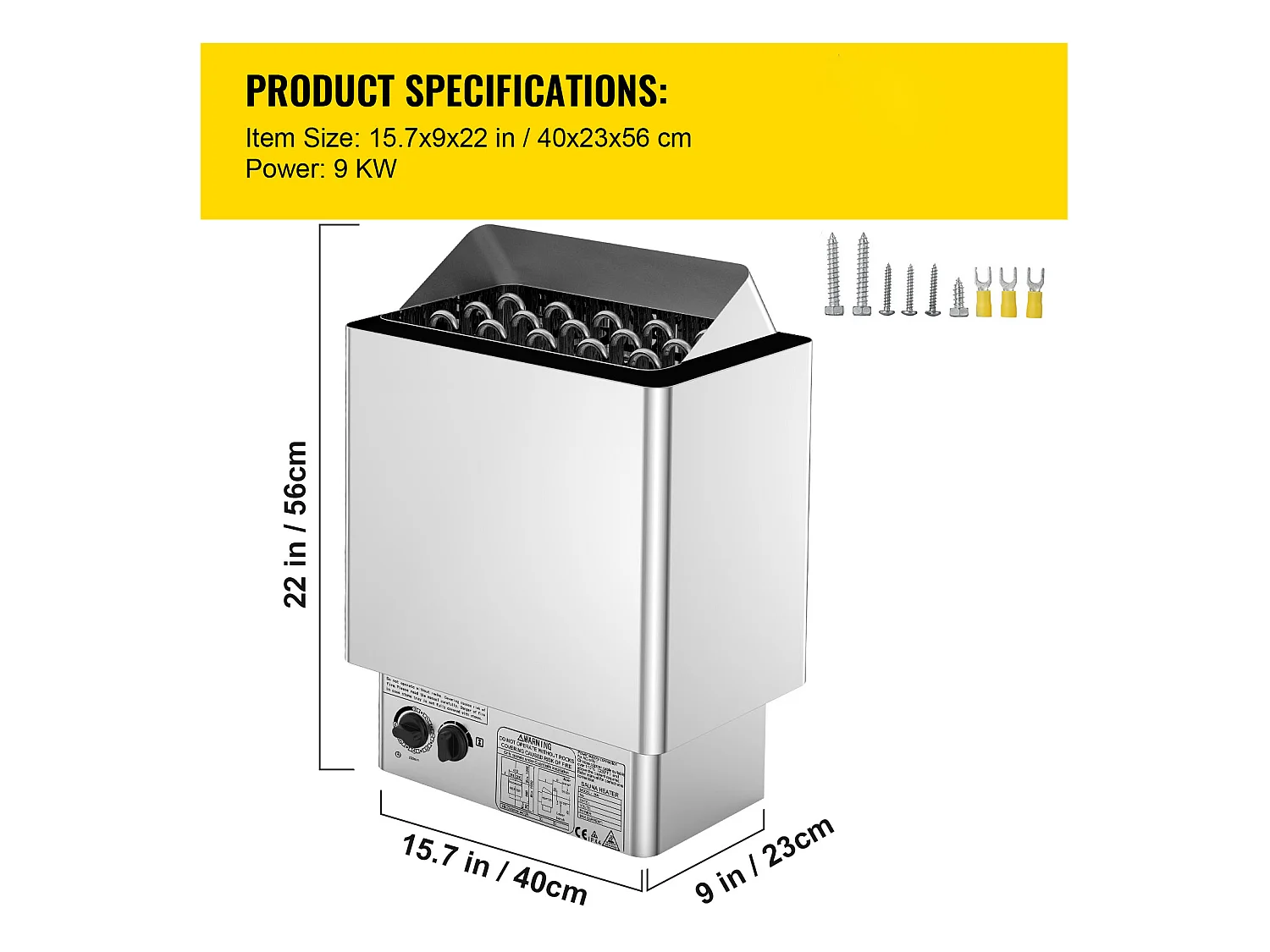 Poêle de Sauna SucceBuy Chauffe - Sauna Électrique 9KW, Contrôle Interne Humide et Sec pour Pièce de 9 à 13 m³