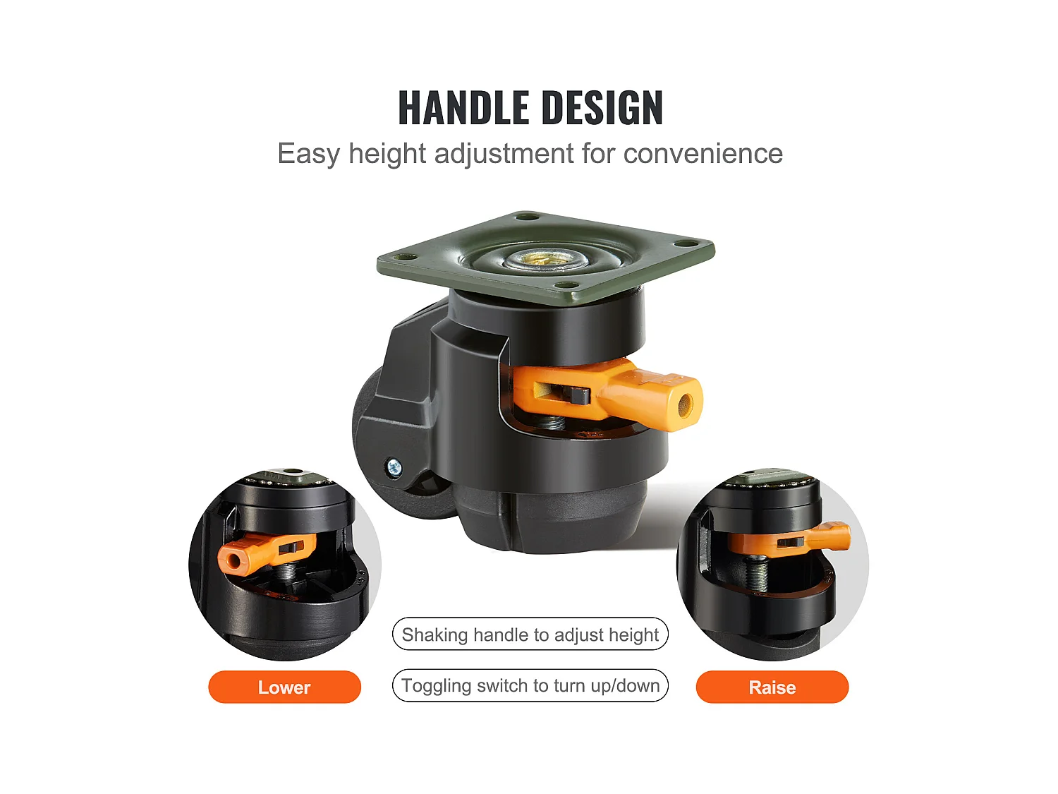 Roulettes de Chaise SucceBuy, pour Meubles, Plaque en Nylon Réglable, 498 kg, Lot de 4