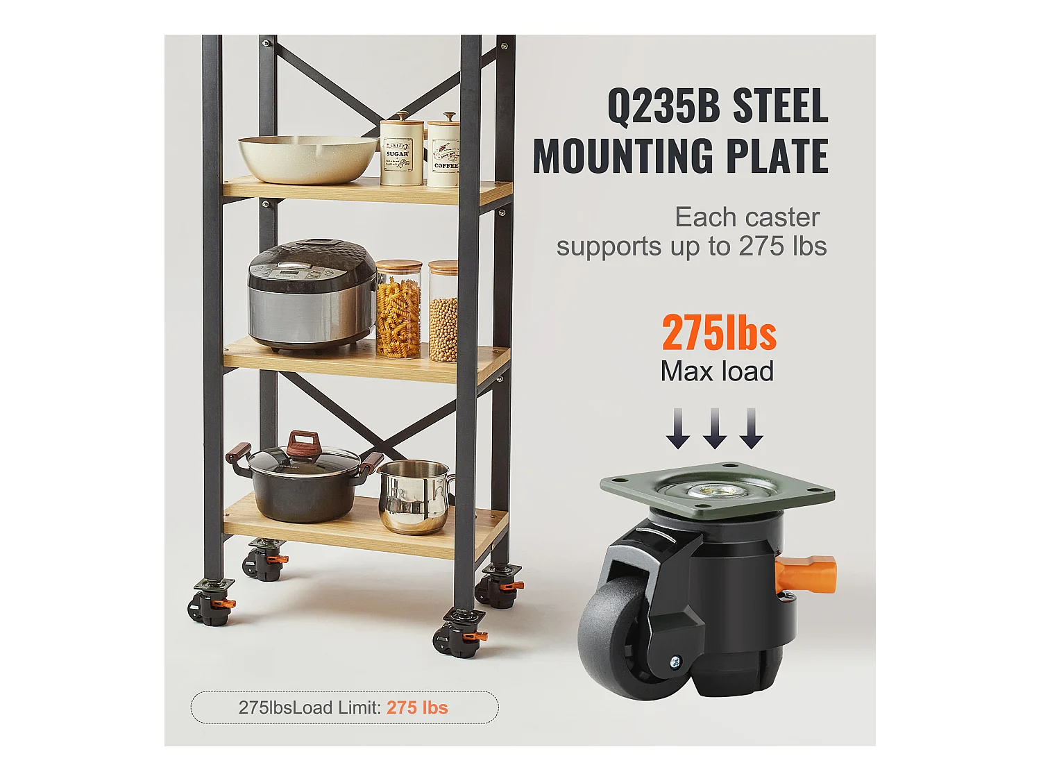 Roulettes de Chaise SucceBuy, pour Meubles, Plaque en Nylon Réglable, 498 kg, Lot de 4