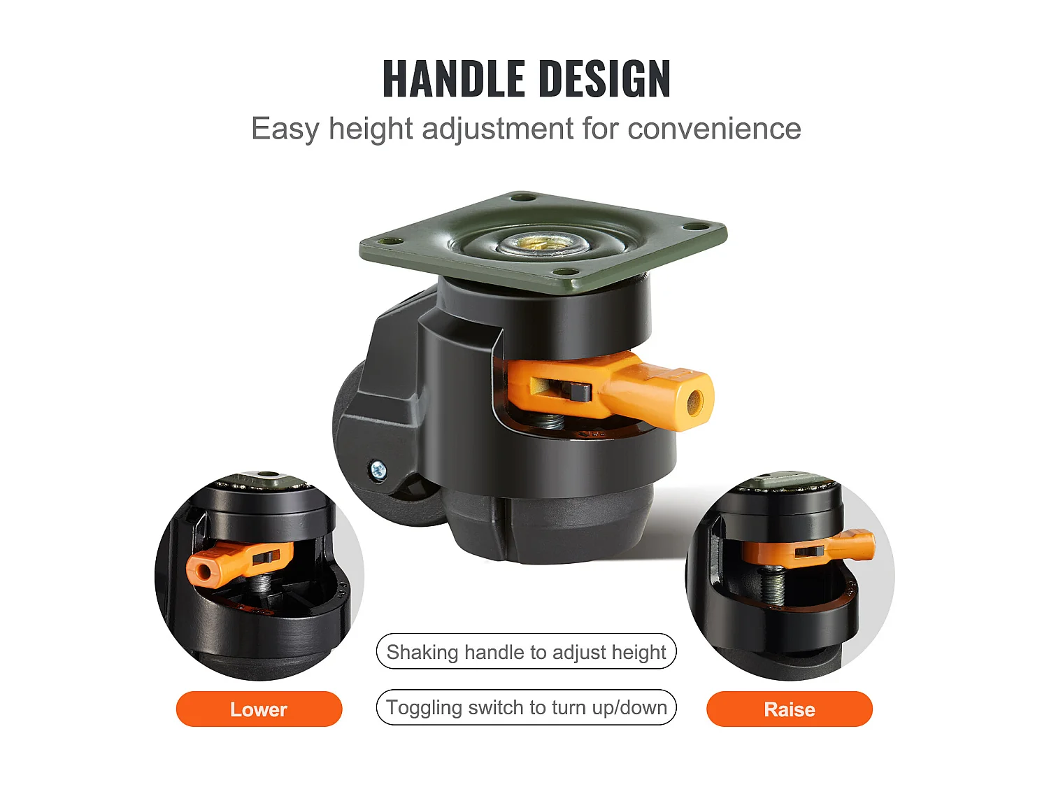 Roulettes de Chaise SucceBuy, pour Meubles, Plaque en Nylon Réglable, 498 kg, Lot de 4