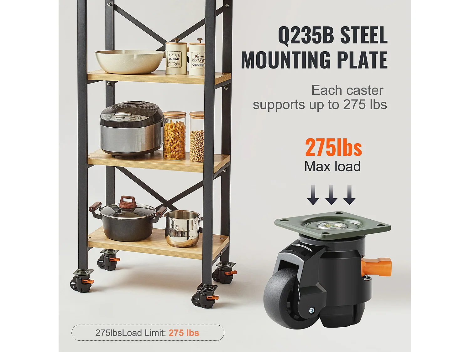 Roulettes de Chaise SucceBuy, pour Meubles, Plaque en Nylon Réglable, 498 kg, Lot de 4