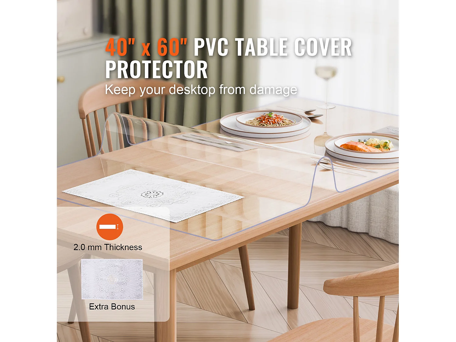 Tovaglia SucceBuy Protezione da Tavolo in PVC 102 X 152 CM, Plastica Trasparente, 0.2CM di Spessore