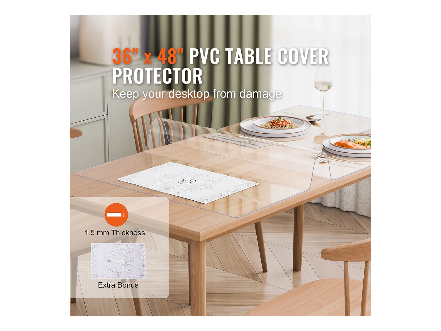 Tafelkleed SucceBuy Tafelsbescherming van PVC, 91 X 122 CM, Transparant Plastic Bureaupad, 0.15CM Dikte