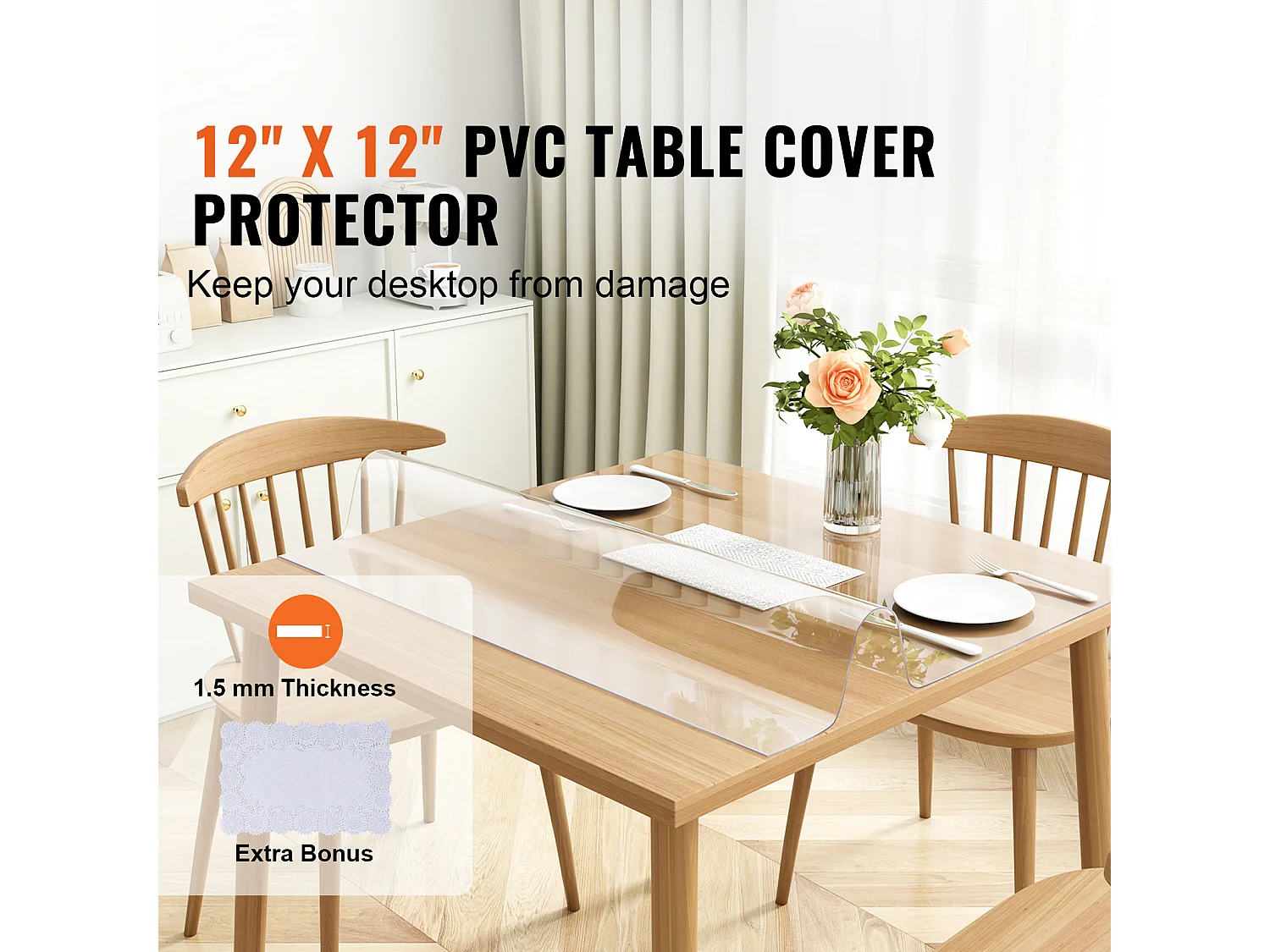 Mantel SucceBuy Protetor de Mesa em PVC 30 X 30 CM, Protetor de Escritório em Plástico Transparente 0.15CM de Espessura