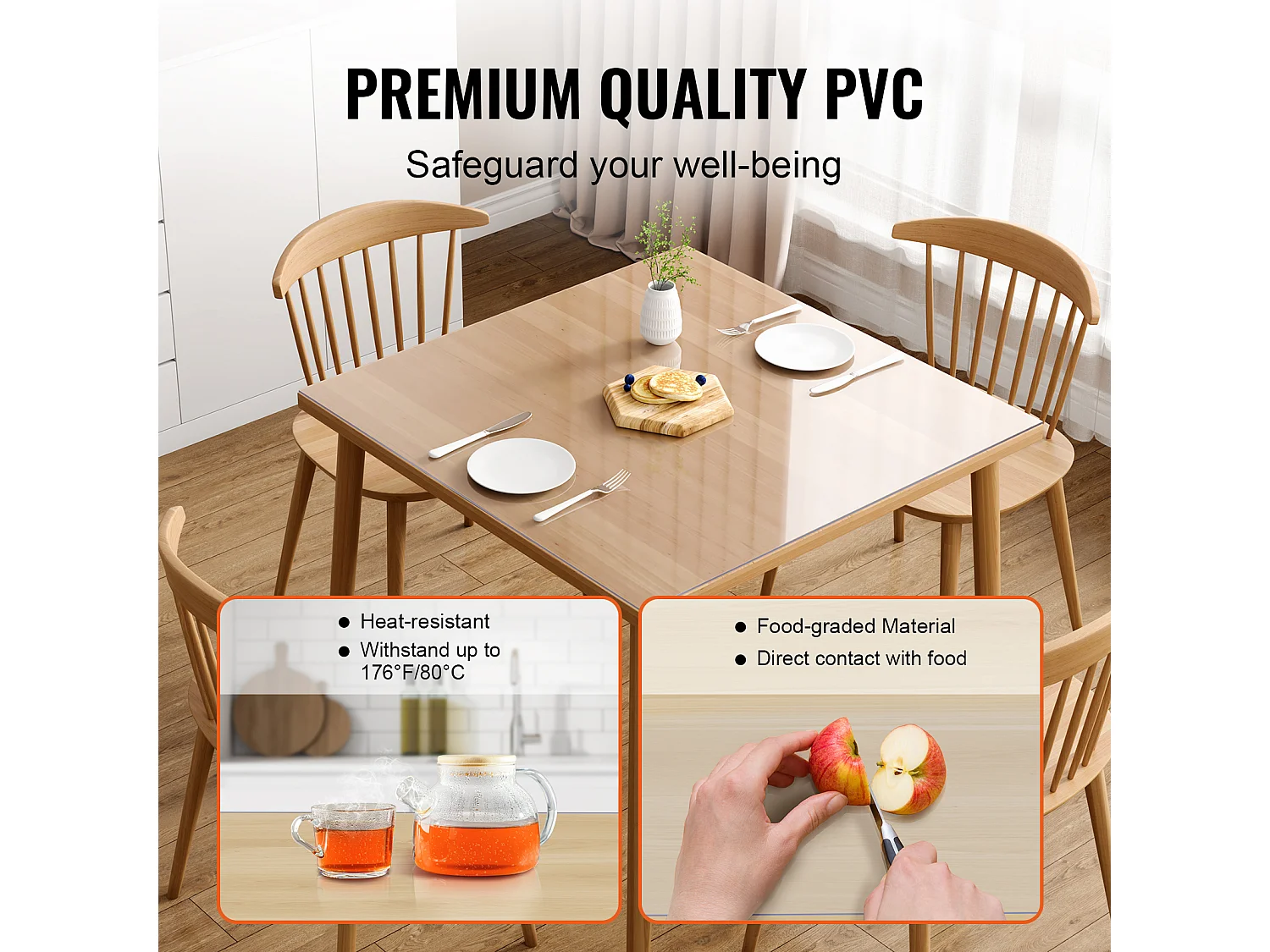 Mantel SucceBuy Protetor de Mesa em PVC 30 X 30 CM, Protetor de Escritório em Plástico Transparente 0.15CM de Espessura