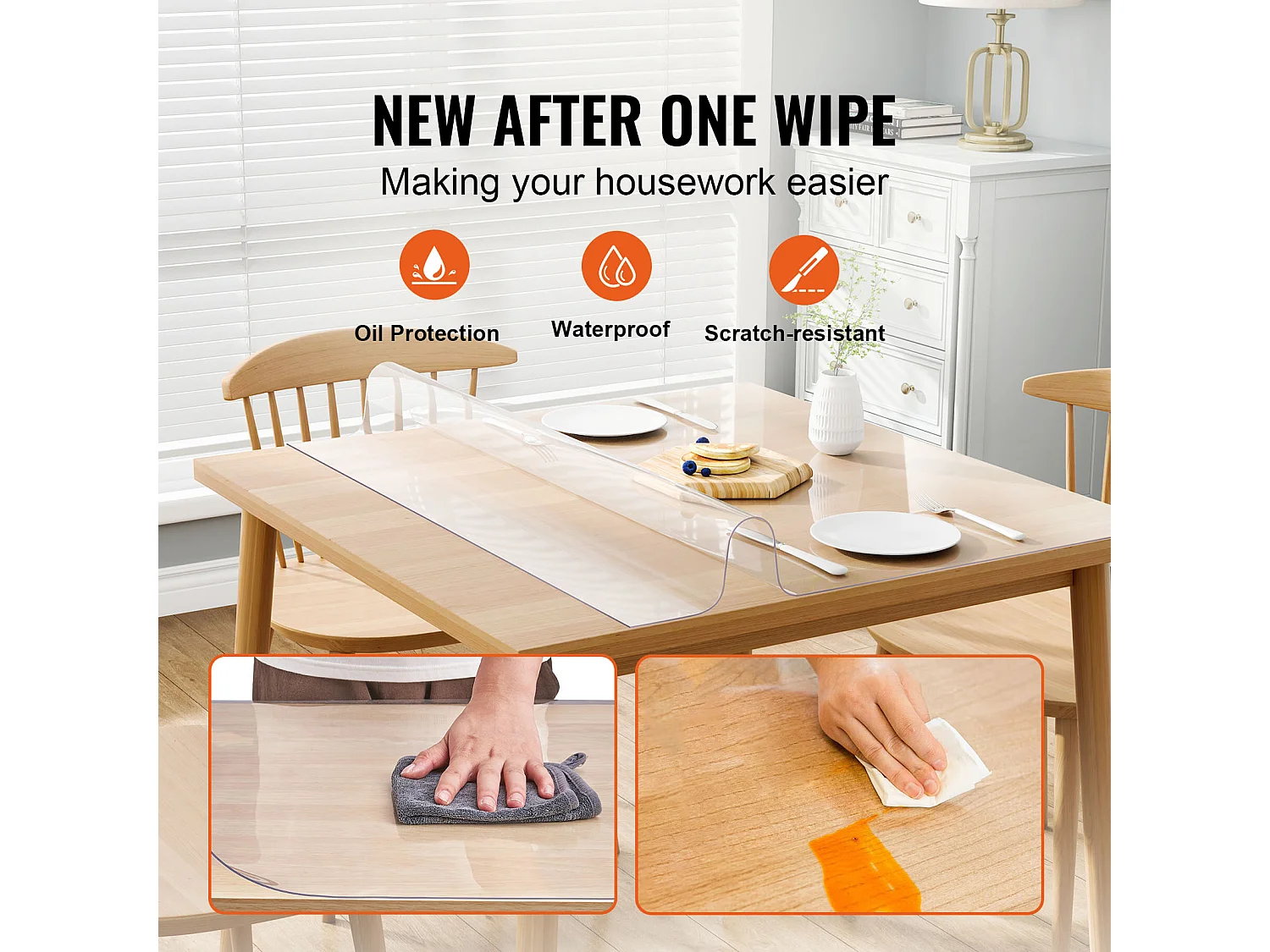 Mantel SucceBuy Protetor de Mesa em PVC 30 X 30 CM, Protetor de Escritório em Plástico Transparente 0.15CM de Espessura