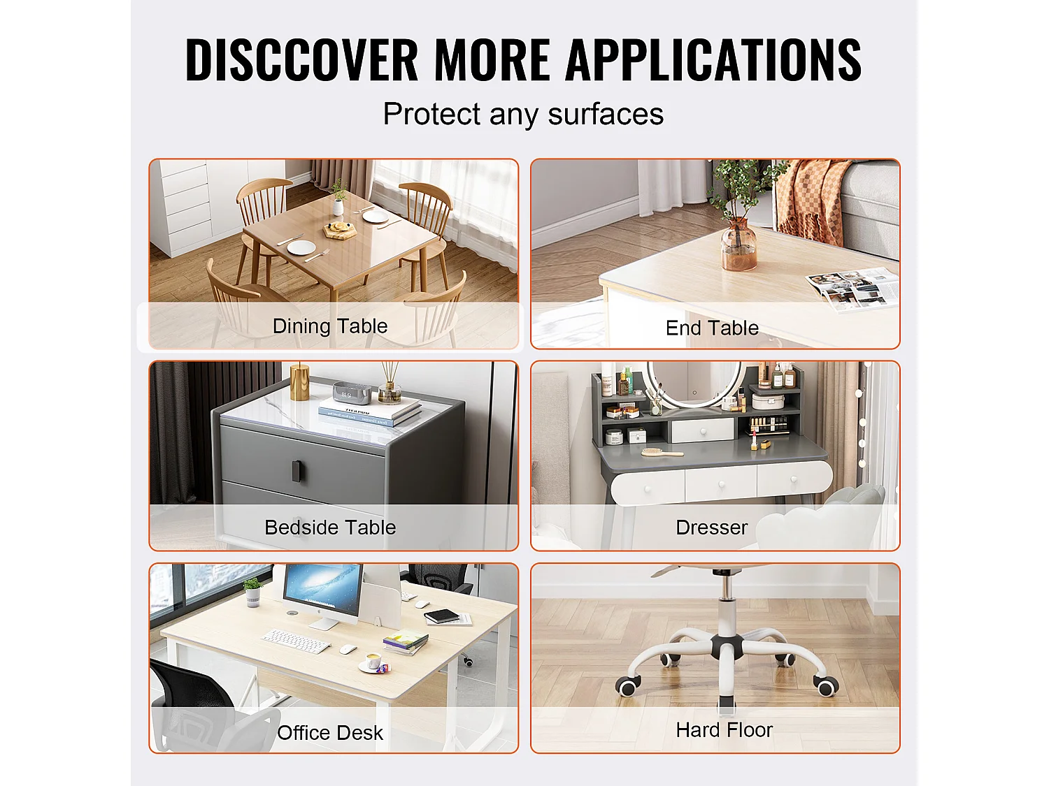 Mantel SucceBuy Protetor de Mesa em PVC 30 X 30 CM, Protetor de Escritório em Plástico Transparente 0.15CM de Espessura