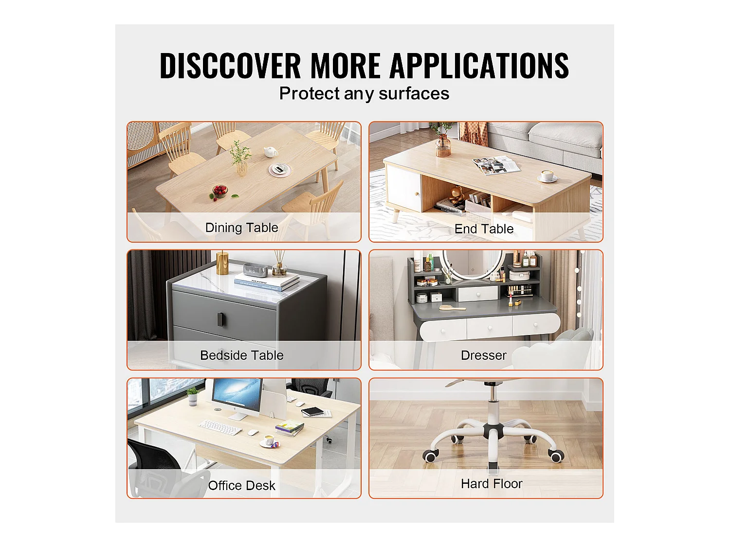 Mantel SucceBuy Proteção de Mesa em PVC 35.6 X 61 CM, Tapete de Escritório em Plástico Transparente, 0.15CM de Espessura