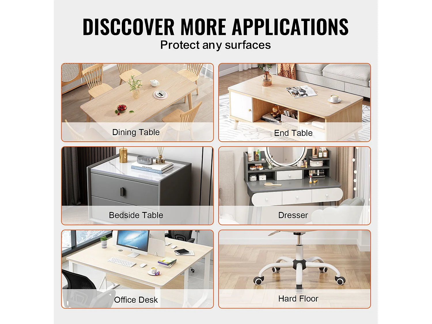 Nappe SucceBuy Protection de Table en PVC 35.6 X 61 CM, Tapis de Bureau en Plastique Transparent, 0.15CM D'Épaisseur