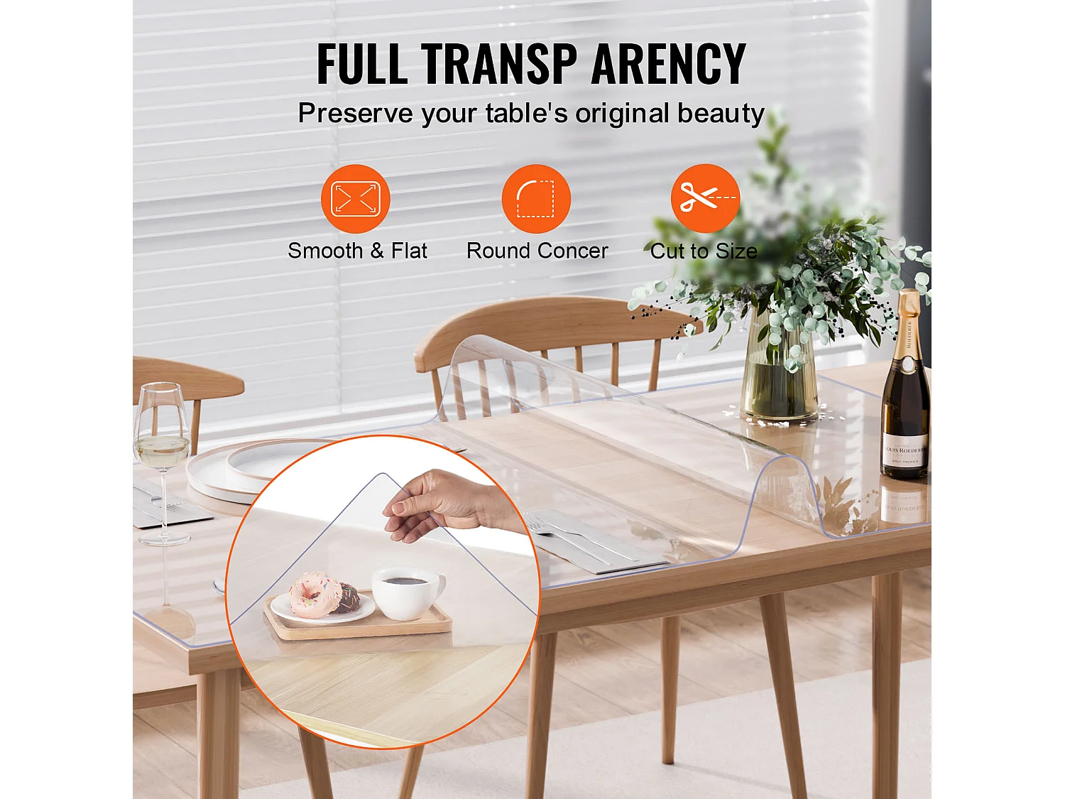 Nappe SucceBuy Protecteur de Table en PVC 107X183 CM, Protecteur de Bureau en Plastique Transparent 0.2CM D'Épaisseur