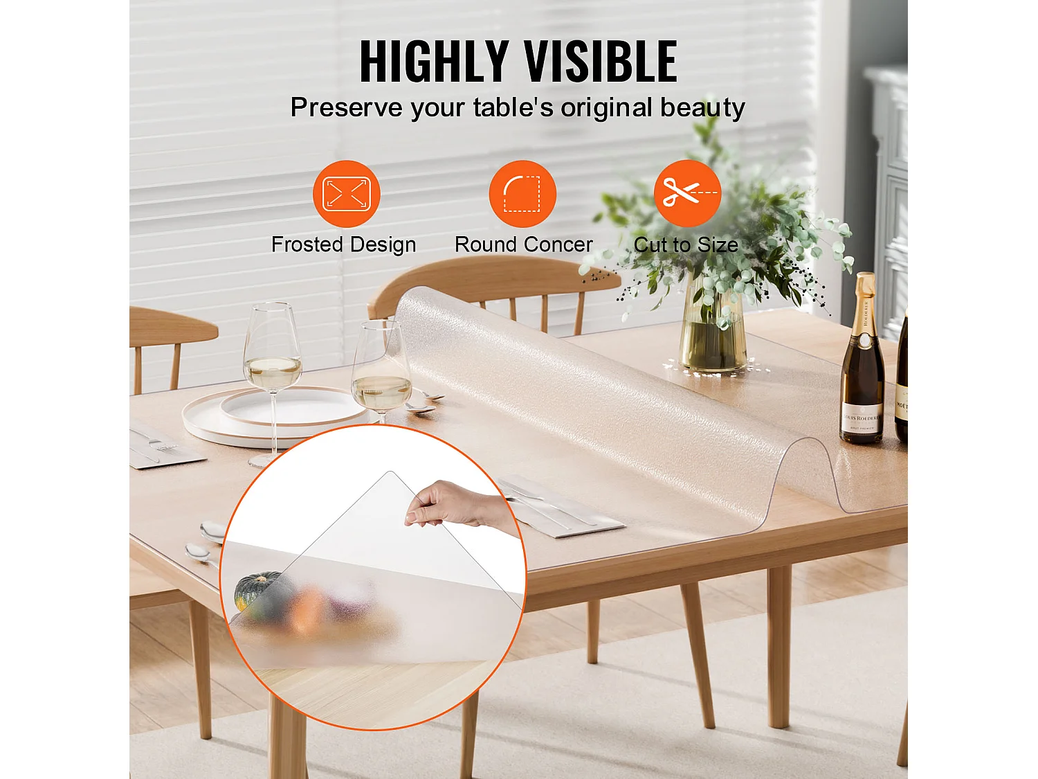 Nappe SucceBuy Protection de Table en PVC 107 X 152 CM, Protection de Bureau Givrée de 0.15CM D'Épaisseur