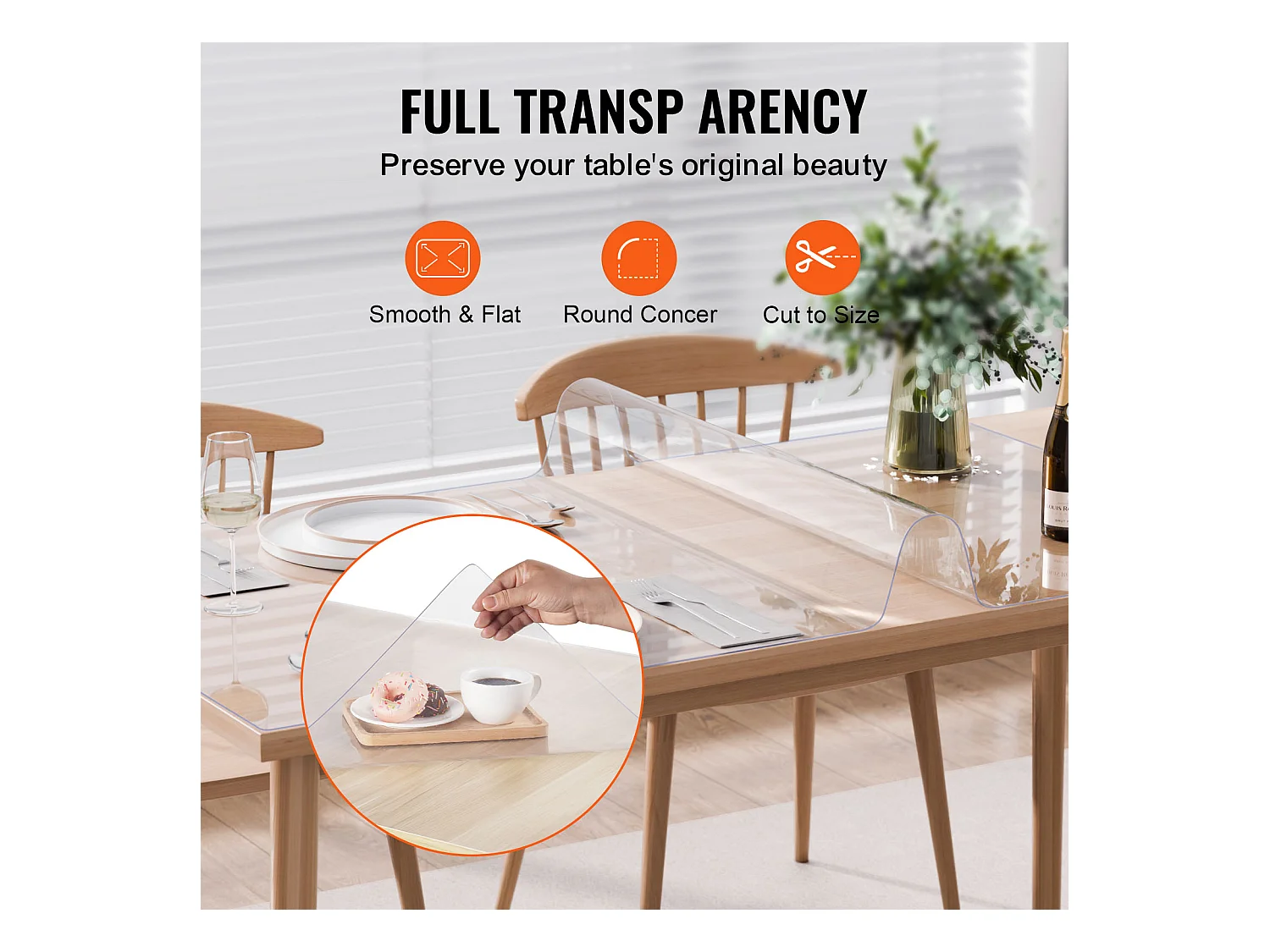 Nappe SucceBuy Tapis de Bureau en PVC Transparent de 102 X 152 CM, Épaisseur de 0.15CM