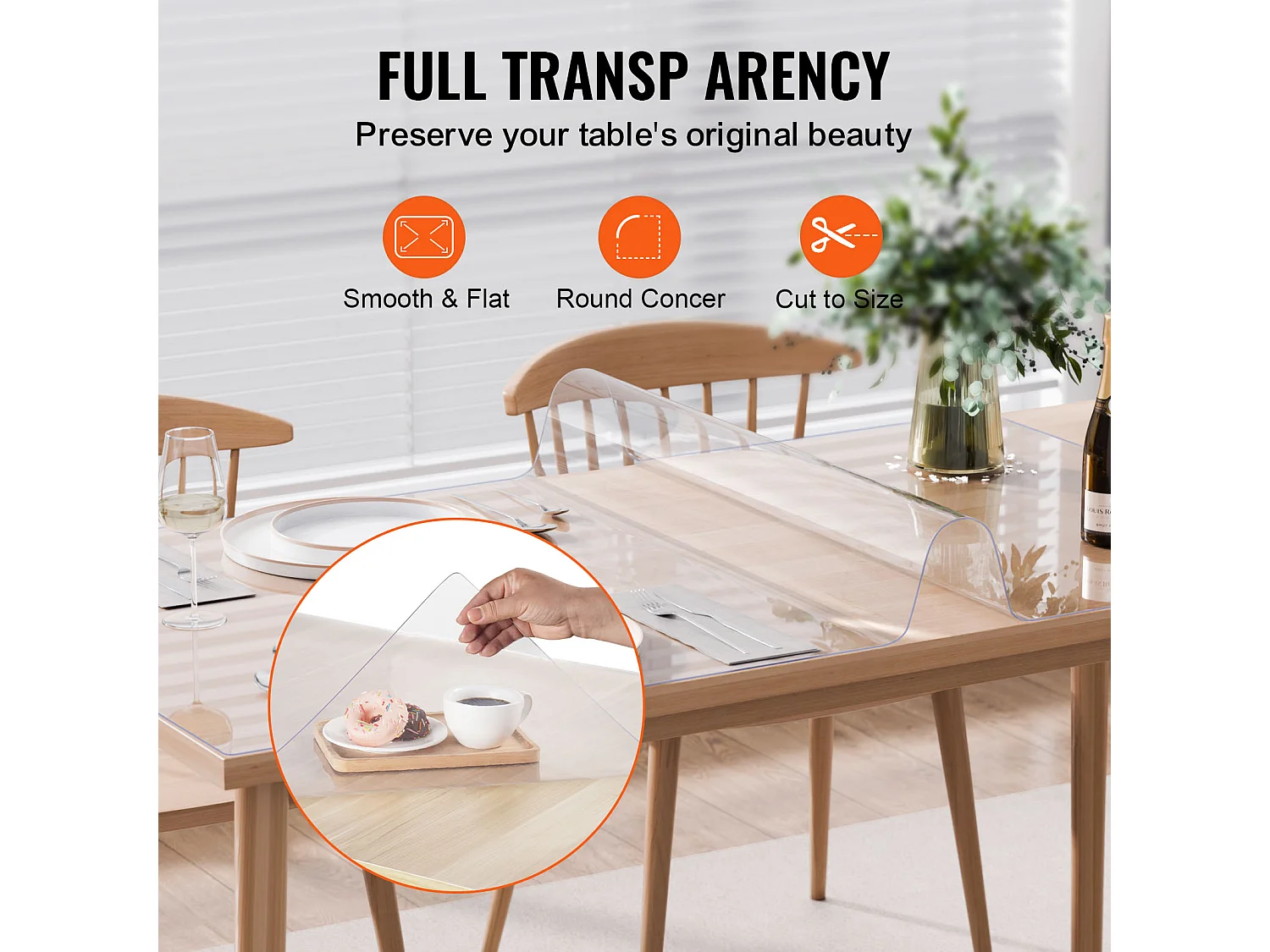 Nappe SucceBuy Tapis de Bureau en PVC Transparent de 102 X 152 CM, Épaisseur de 0.15CM