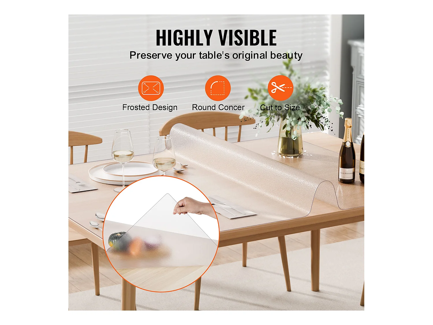 Nappe SucceBuy Protection de Table en PVC, 91 X 152 CM, Tapis de Bureau en Plastique Givré, 0.15CM D'Épaisseur
