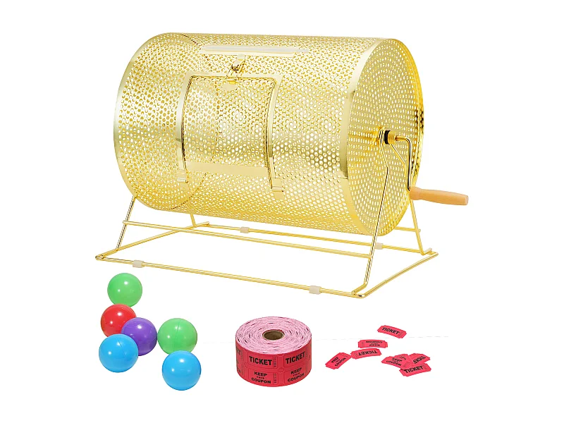 Tombola-Trommel in Plattiertem Messing SucceBuy, Kann 5 000 Karten/200 Bingo-Kugeln Fassen